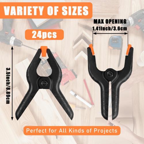 ‼️may have missing pieces ‼️24 PCS 3.5 Heavy Duty Plastic Spring Clamps, Black Spring Clips for Backdrops, Craft Projects, Woodworking, Photography and Display Stands
