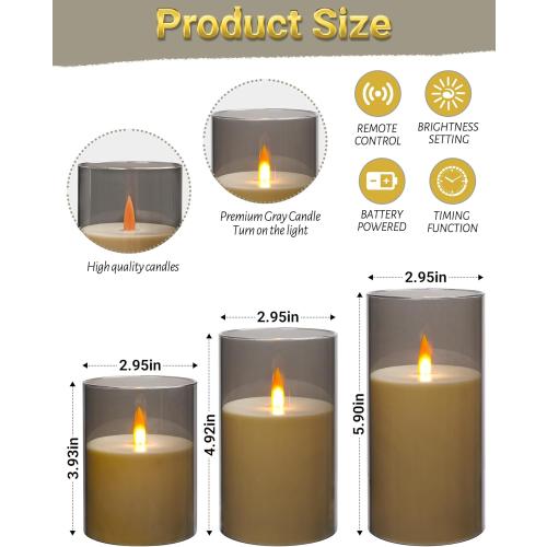 Da by Rechargeable Flameless Candle, Type-c Rechargeable Battery Candlewith Remote Control and Timer Function,Set of 3,can Last up to 240 Hours. A Wick Like a Flame. (Save 220 AA Batteries per Year).