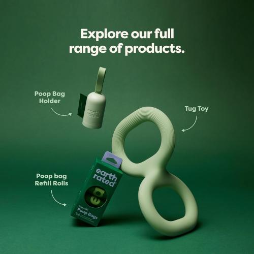 Earth Rated Tug of War Toy for Dogs and Puppies, Interactive Dog Pull Toys, Ergonomic Grip, Natural Rubber, Large, Green