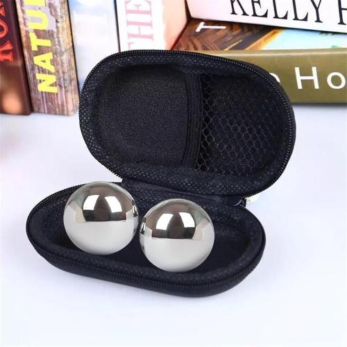 Stainless Steel Baoding Balls Set,1.57 Inches Chinese Health Balls, Metal Stress Relief Hand Massage Balls No Chime for Hand Exercise, Hands Therapy