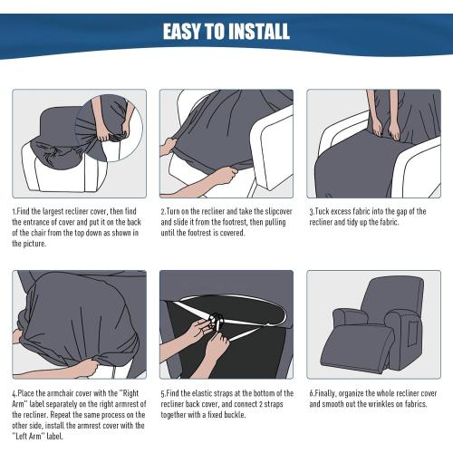 TAOCOCO Recliner Chair Covers Stretch Polyester Fabric 3-Piece for Large Recliners, Soft, Breathable and Skin-Friendly Furniture Protector, Washable (Tobacco   ? Recliner Chair Cover)