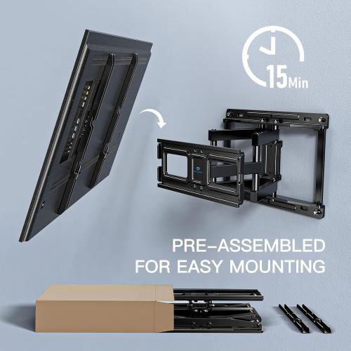 PERLESMITH TV Wall Mount Full Motion for 32-65 Inch Flat Curved Screen TVs, TV Mount with Swivels Tilts Extension Dual Articulating Bracket Arms Supports up to 99 lbs Max VESA 400x400, PSMFK9