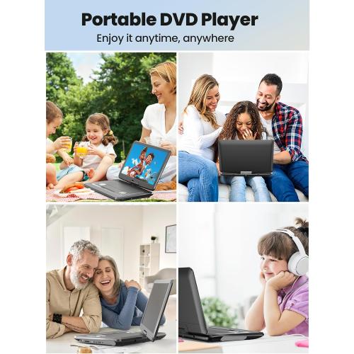 Arafuna 18 Portable DVD Player with with 5-Hour Rechargeable, 16 HD Swivel Screen with Dual Stereo Speakers, Support USB/SD/Sync TV, Regions Free