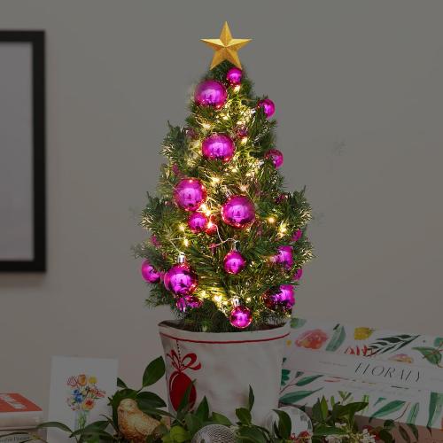33ct Christmas Ball Ornaments with Lights, Christmas Decorations 8.2 Ft 100 LEDs Globe Ball Lights Outdoor Indoor for Tree urn Filler Flower Nursery Party Garden Yard Gazebo Wedding Decor(Pink)