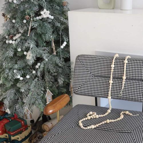 2PCS Christmas Wood Beads Garland 14.4 Feet Wooden Bead Garland Boho Ornaments for Christmas Tree, Xmas Vintage Rustic Farmhouse Round Craft Bead Hanging Holiday Decorations(7.2 Feet/1Pcs)