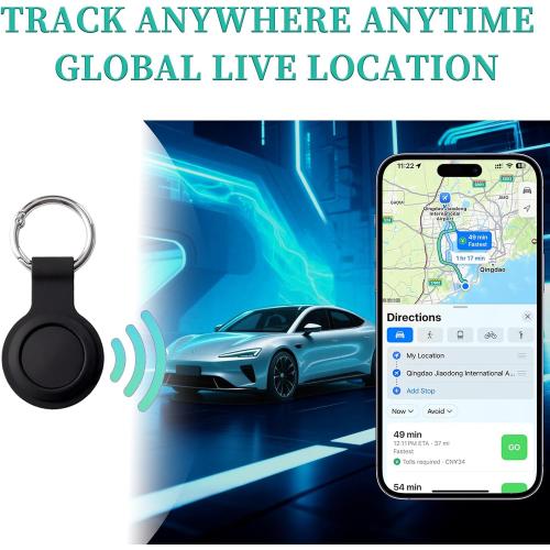 2 Pack GPS Tracker and 2 Keychains for Vehicles Work with Find My (iOS Only) Real Time Hidden Mini Car Locator Tracking Global Coverage Device No Monthly Fee or Subscription No SIM Card Required