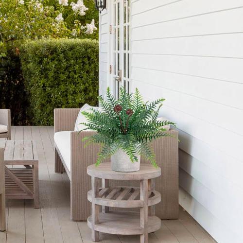 Artificial Boston Fern Potted Plants 15'' Fake Greenery Shrubs Plants in Pot for Home Office Living Room Desk Shelf Inddor and Outdoor Decoration