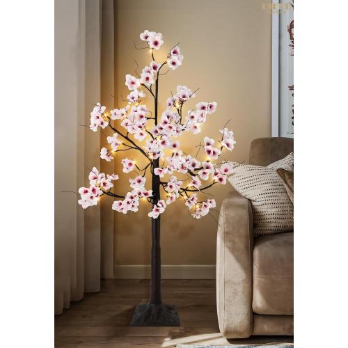 Uieke 4FT Cherry Blossom Tree, 48 Fairy Lights Artificial Lighted Tree for Home Inside Outdoor Spring Wedding Party Festival Decor, Warm White