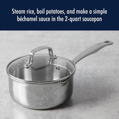 HENCKELS Clad H3 2-qt Saucepan, Induction Pan, Stainless Steel, Durable and Easy to clean MISSING LID