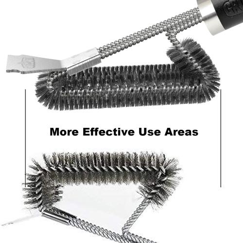 GRILLART Grill Brush and Scraper BBQ Brush for Grill, Safe 18 Stainless Steel Woven Wire 3 in 1 Bristles Grill Cleaning Brush, BR-4516
