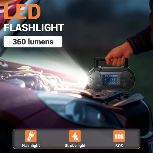 Jump Starter with Air Compressor, 150PSI 3000A Car Jumper Starter Battery Starter (8.0L Gas/8.0L Diesel) with Digital Tire Inflator, 12V Portable Battery Booster Jump Box Pack Air Pump