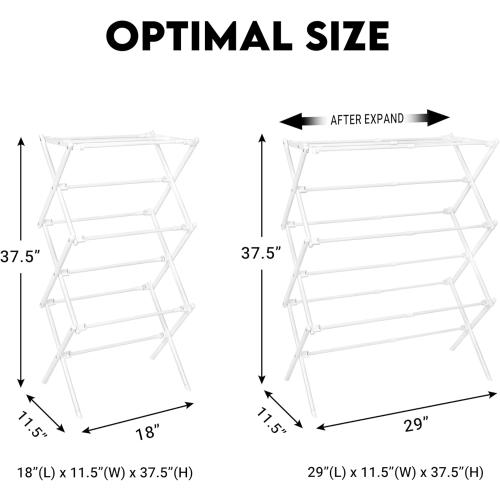2026 Enhanced Clothes Drying Rack | Foldable Drying Rack Clothing for Laundry | Small Collapsible Portable Dryers for Laundry | Use for Indoor & Outdoor | White 37.5x29x12
