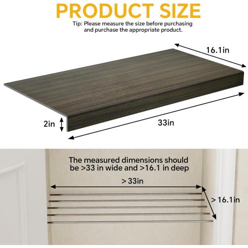 6 PCS Wire Rack Covers for Pantry Wood Grain, 33''W * 16''D (Ready to Use) Faux Wood Shelf Covers for Wire Shelving, Rustic Closet Shelves Covering Toppers - Bathroom, Kitchen, Garage (Dark)