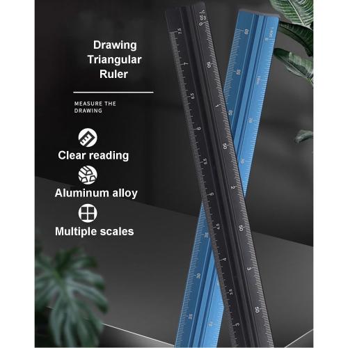 Scale Ruler, Metal Scale Ruler 2 Packs, Aluminium Architectural Scale Rule for Cutting for Architects, Draftsman and Students,Black,30CM