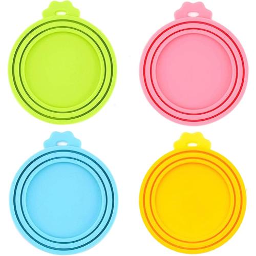 Food Can Lids, 4 Pcs Silicone Pet Food Can Covers for Dog & Cat Food, One Tin Cap Fit Most Standard Size Dog Cat Food Canned（Multicolor）…