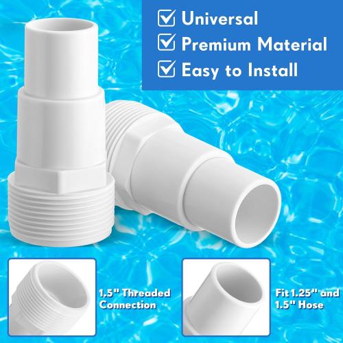 4 Pcs 2 Way Ball Valve Compatible with Hayward SP0729 and Replacement Universal Combo Hose Adapter Compatible with Hayward SPX1091Z7 or SPX1091Z4 for Ground Pool Pump Skimmer