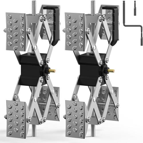 AUH X-Shape Wheel Chocks Stabilizer for RV Travel Trailer Trucks | 2 Pack Silver Dual Axel Camper Wheel Chock Stabilizer for Anti-Motion Tire with Portable Bag and Wrench