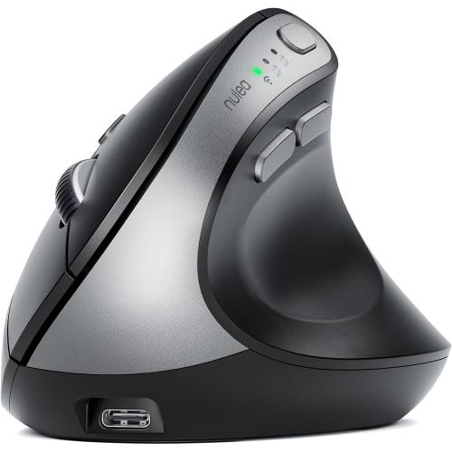 Nulea MD280 Ergonomic Vertical Wireless Mouse - Bluetooth & 2.4G Dual Mode, 4 Adjustable DPI 800/1200/1600/2400, Rechargeable, Silent Clicks, No Lag, 6 Buttons - Perfect for Laptop, Desktop Black
