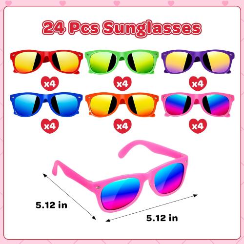 Letapapa 24Pack Valentines Day Cards for Kids School with Sunglasses, Valentine's Day Gifts For Kids Classroom Exchange, Kid Valentine Greeting Cards Party Favors Classroom Prizes For Boys Girls