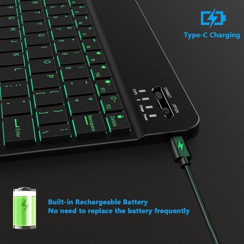 Backlit Bluetooth Keyboard Small Portable Wireless Keyboard Rechargeable Illuminated for Android Samsung Tablet Cell Phone Smartphone iPad A16 11th 10th Generation iPad Pro Air Mini iPhone (Black)
