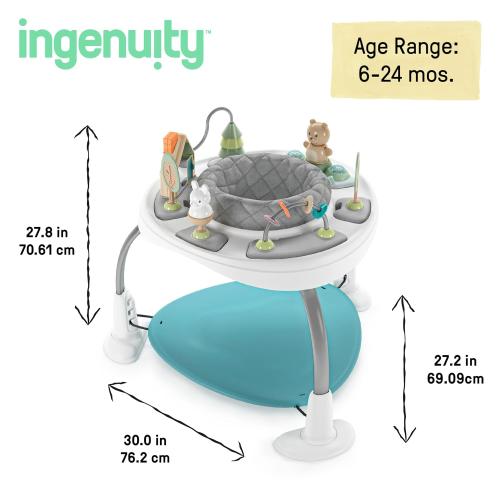 Ingenuity Spring & Sprout 2-in-1 Baby Activity Center Jumper and Table with Infant Toys - Ages 6 Months  , First Forest