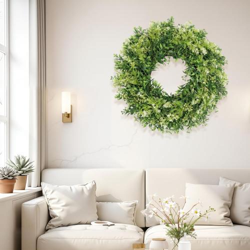 28 Inch Large Eucalyptus Wreaths for Front Door Artificial Green Leaves Greenery Indoor Outdoor Wreath Home Decor Porch Window Wall Farmhouse Door Decorations Spring Summer Fall All Seasons