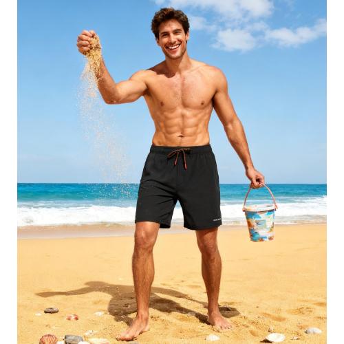 SIZE LARGEHODOSPORTS Mens 7 Swim Trunks with Compression Liner S-6XL Quick Dry Swimming Shorts Zipper Pockets Swimsuits