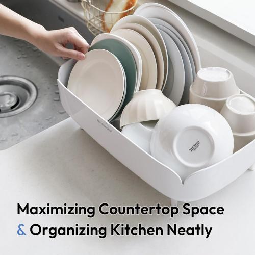 carrotez Split-Design Small Dish Drying Rack 9.5'' × 15.9'' × 4.9'' - White