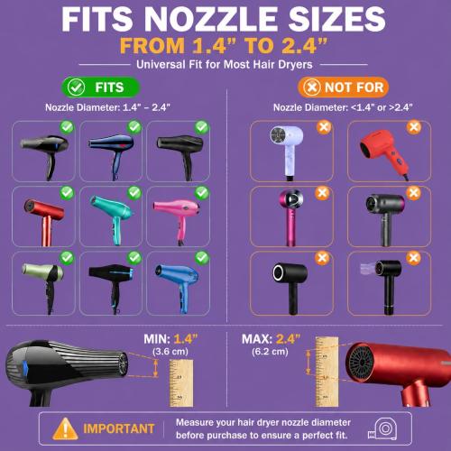 LIGOLIG Hair Difuser Attachment Universal Diffuser Hair Dryer for 1.4-inch to 2.4- inch Blow Dryer, Hair Diffuser for Curly Hair and Natural Wavy Hair (Black)