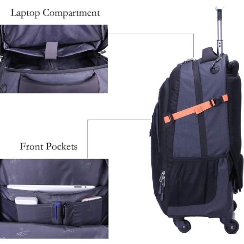 Size 20-22 Color Light Green AOKING 20/22″Water Resistant Rolling Wheeled Backpack Laptop Compartment Bag