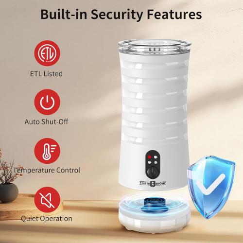 Milk Frother, Paris Rhône 4-in-1 Milk Steamer and Frother, Hot & Cold Foam Milk Warmer with Temperature Control, Auto Shut-Off Frothers for Coffee, Latte, Cappuccino, Macchiato