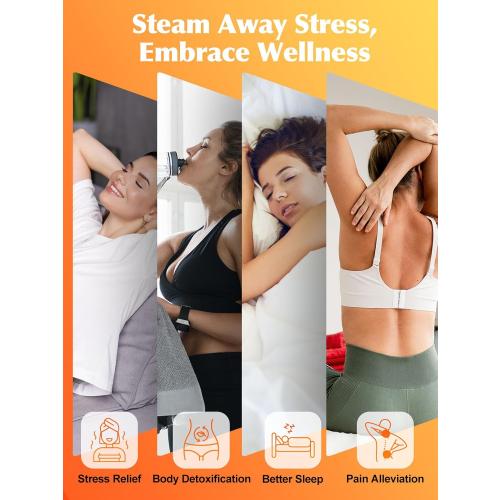 Portable Sauna Box for Home, Personal SPA Steam Sauna with 10 Min Fast Heating & 9 Levels Heat, Warm Sauna Tent with 3L/1200W Steamer,