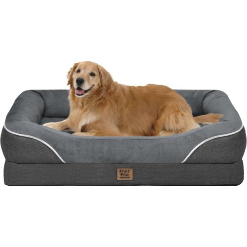 Size XL Color Grey Washable Orthopedic Large Dog Bed - Removable Orthopedic Foam Dogs Beds with Bolsters Waterproof Large Dog Bed and Non-Slip Bottom Extra Large Dogs Beds Sofa