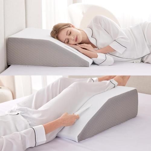 Leg Elevation Pillow for After Surgery, 8inch Foam Leg Elevating Pillow for Swelling and Blood Circulation, Leg Wedge Pillow for Sleeping, Knee Pillow for Knee Hip Ankle Pain Relief, White