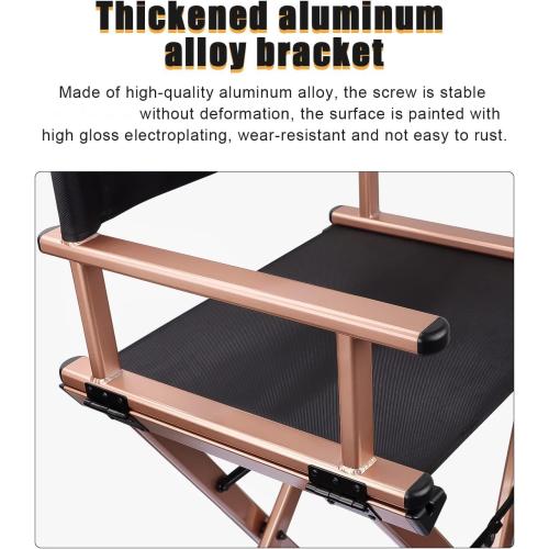 Lorvain Folable Makeup Artist Stool Chair, Protable Tall Folding Directors Chair, Aluminum Makeup Chair with Head Rest for Studio Salon Vanity, Bar Height - Gold Chairs