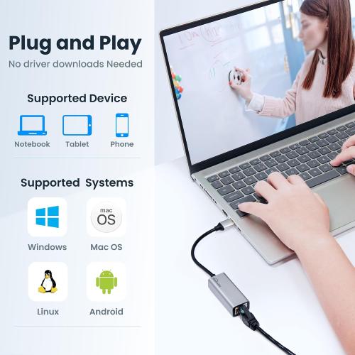USB A to ethernet Adapter，USB 3.0 Gigabit to ethernet Adapter Compatibility 100/1000MBPS,Compatible with Windows, Mac OS, Linux, PC, Laptops, and More