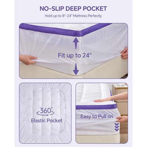 Dual Layer 4 Inch Memory Foam Mattress Topper Queen - 2 Inch Gel Memory Foam and 2 Inch Pillow Top Mattress Pad, 7-Zone Egg Crate Mattress Topper for Back Pain