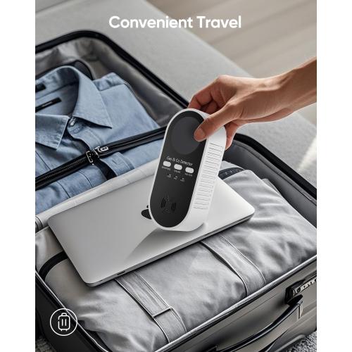 5-in-1 Carbon Monoxide Detectors, Natural Gas Leak Detector, Plug-in & Battery Backup Portable Co Detector, Co Gas Temp Humidity Sensor, HD Display Screen Vilfet, 1-Pcs, Black