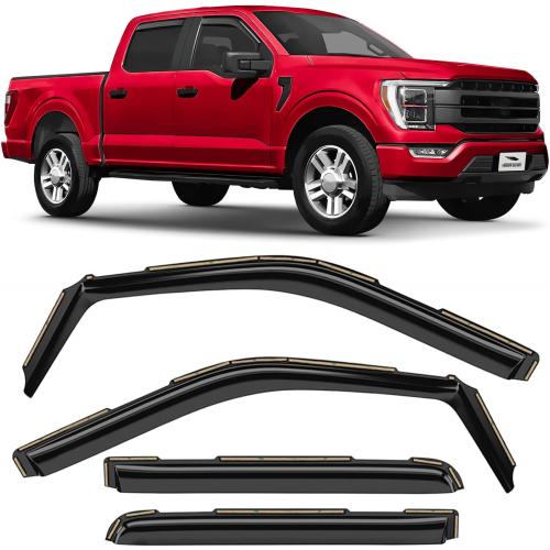 Voron Glass in-Channel Extra Durable Rain Guards for Ford F150 2021-2026 SuperCrew, Window Deflectors, Vent Window Visors, 4 Pieces - 200784