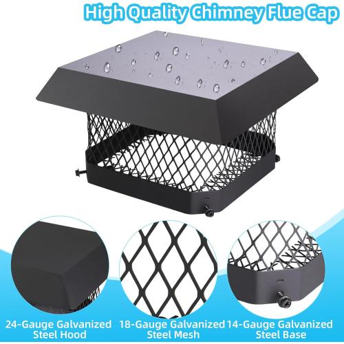 9 x 9 Chimney Cap Chimney Cover,Fireplace Chimney Caps for Outside,Chimney Rain Caps Chimney Flue Cover Chimney Roof Rain Guard on Existing Flue Tile Brick Clay,Galvanized Steel Chimney Vent Cap
