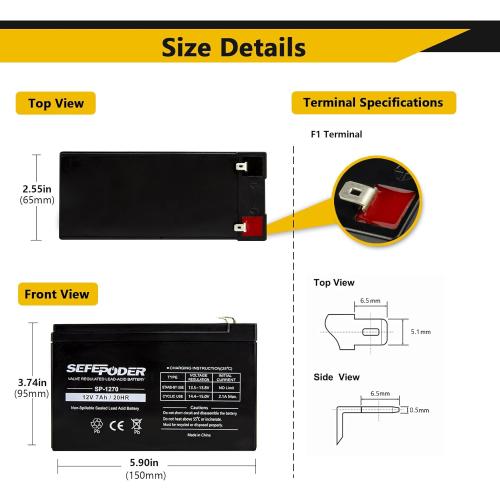 12 Volt 7ah Rechargeable Sealed Lead Acid Battery 2 Pack (F1 Terminals)