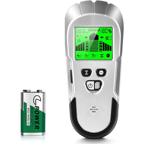 Stud Finder Wall Scanner - Stud Wall Detector 6 in 1 Scanner Sensor Beam Finder with Upgraded Smart Sensor HD LCD Display for The Center and Edge of Wood, AC Wire, Metal and Studs Detection（Grey）