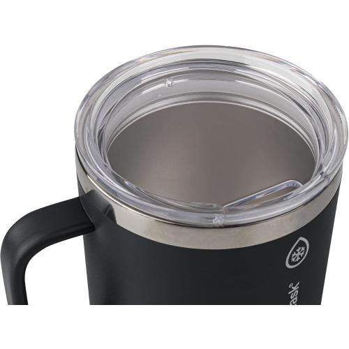 ThermoFlask Insulated Coffee Mug with Handle and Splash-Resistant Lid (12 oz, Jet Black) - Stainless Steel Travel Mug for Coffee & Tea