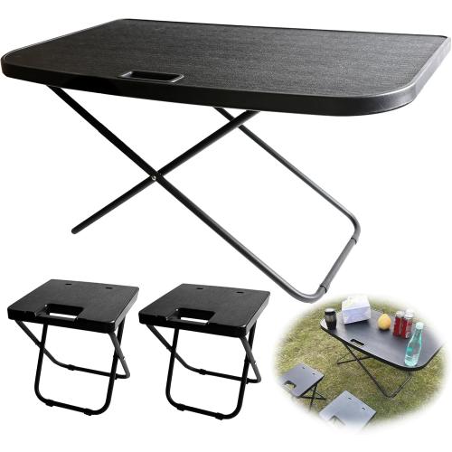 Black Car Camping Portable Table Compatible with 2021-2024 Tesla Model Y Camping Outdoor Folding Table for Travel Hiking Picnic BBQ Fishing Beach