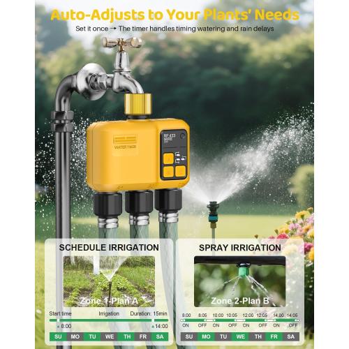 WiFi Water Timer 3 Outlet Garden, Brass Inlet