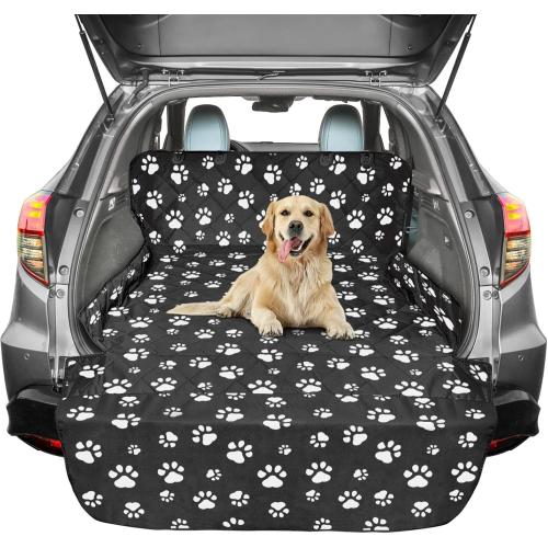 F-color SUV Cargo Liner for Dogs, Water Resistant Pet Cargo Cover Dog Seat Cover Mat for SUVs Sedans Vans with Bumper Flap Protector, Non-Slip, Large Size Universal Fit, Paw Print