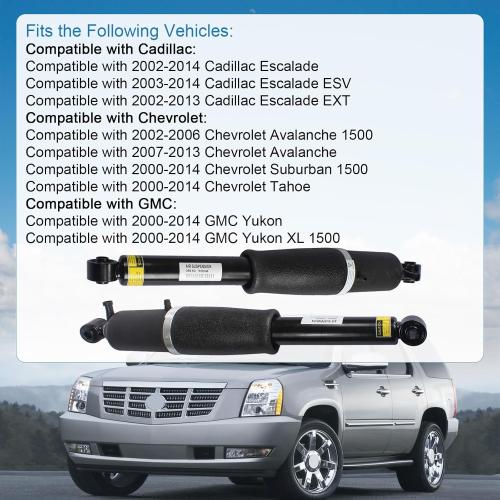2 Pack Rear Air Strut Shock Absorber Compatible with 2002-2014 Cadillac Escalade Chevrolet Avalanche Suburban Tahoe GMC Yukon Replace# 15756926, 25979391, 25979393
