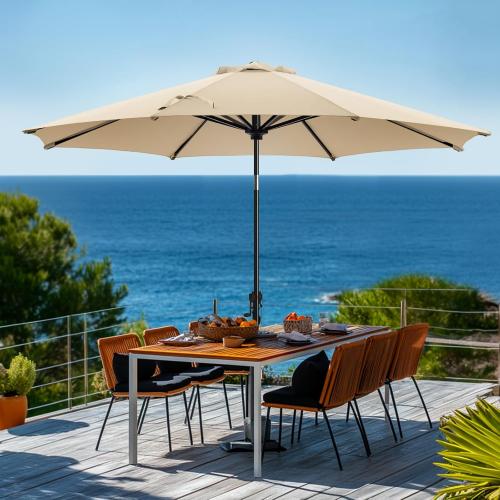California Umbrella 6 FT Patio Umbrellas Outdoor Table Market Umbrella with Push Button Tilt/Crank, 8 Sturdy Ribs, Fade Resistant Waterproof POLYESTER DTY Canopy for Garden, Lawn, Backyard & Pool, Cream Beige