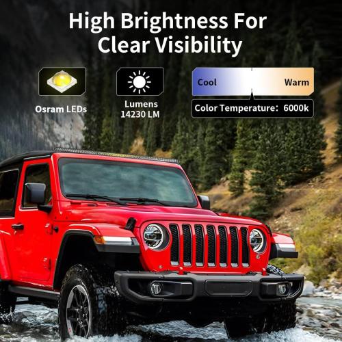 LASFIT 52 inch LED Light Bar, IP67 Waterproof Single Row LED Bar, Off Road Driving Light, Spot Flood Beam for Wrangler/Cherokee/Gladiator/JL/JK/JT/F-150/Explorer/Ranger/Ram