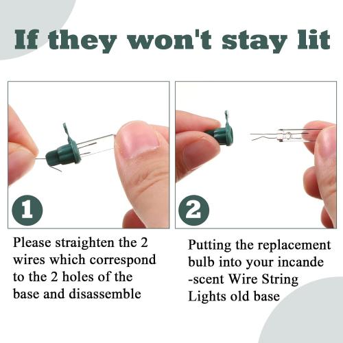 Mudder 60 Count Christmas Tree Replacement Light Bulbs 2.5v 0.425 Watt Replacement Bulb Mini Incandescent Wire String Lights Decoration for Prelit Xmas Tree(Green Base with Warm White Bulb)